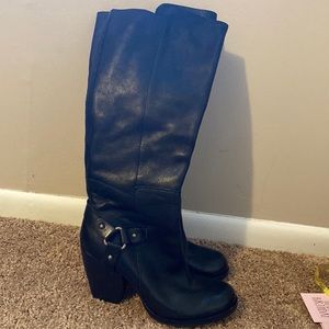 Black leather boots